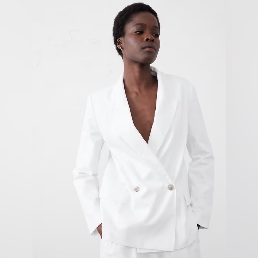 NWT BANANA REPUBLIC WHITE LINEN BOYFRIEND BLAZER S